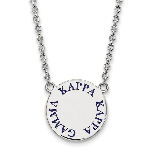 with Secure Lobster Lock Clasp 925 Sterling Silver Official Enamel Kappa Kappa Gamma Large Enl Pend Pendant Necklace Charm Chain